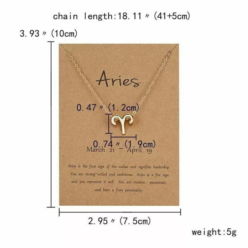Unbranded Women's OS Necklace Gold Zodiac Aries Astrology Pendant